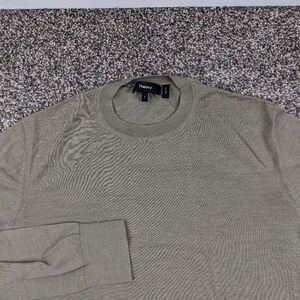 Theory Sweater Mens Large Regal Wool Crewneck Pullover Moss Green $195 Slim Fit